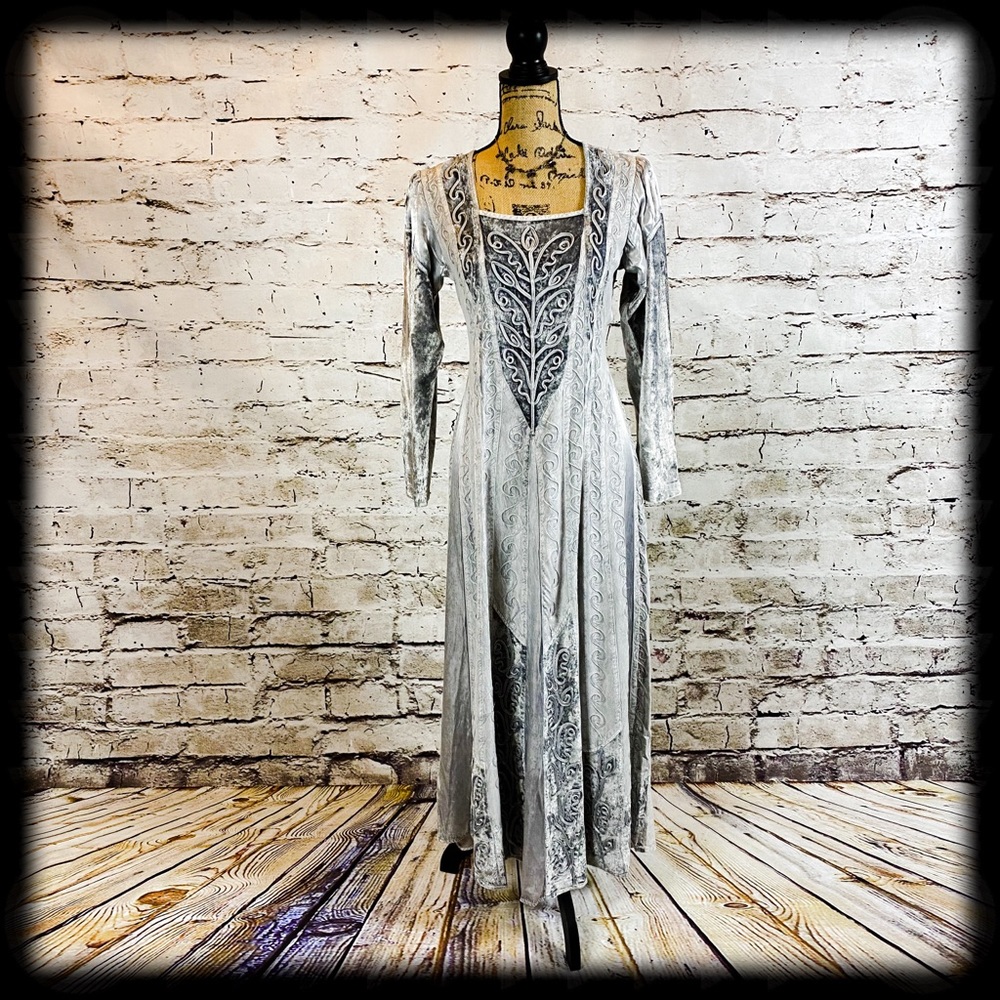 Holy Clothing Long Sleeve Velvet & Rayon Dress